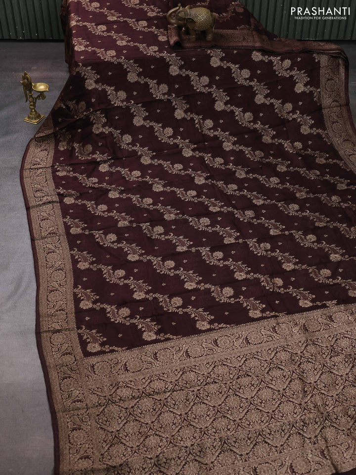 Coffee Brown Banarasi Semi Raw Silk Saree