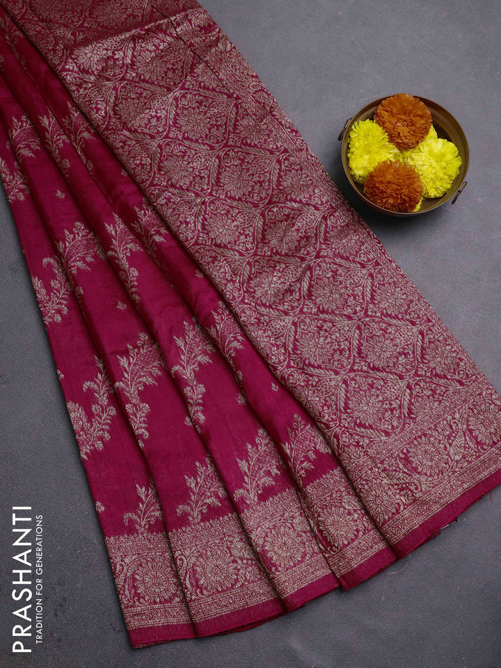 Pink Banarasi Semi Raw Silk Saree