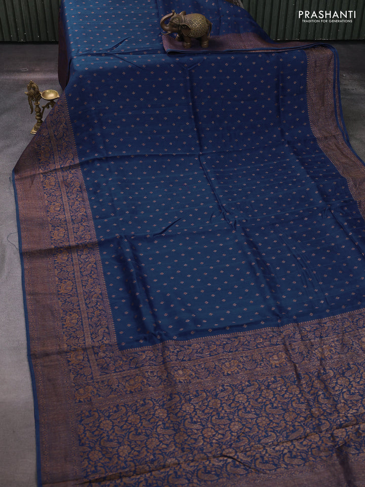 Blue Banarasi Semi Raw Silk Saree