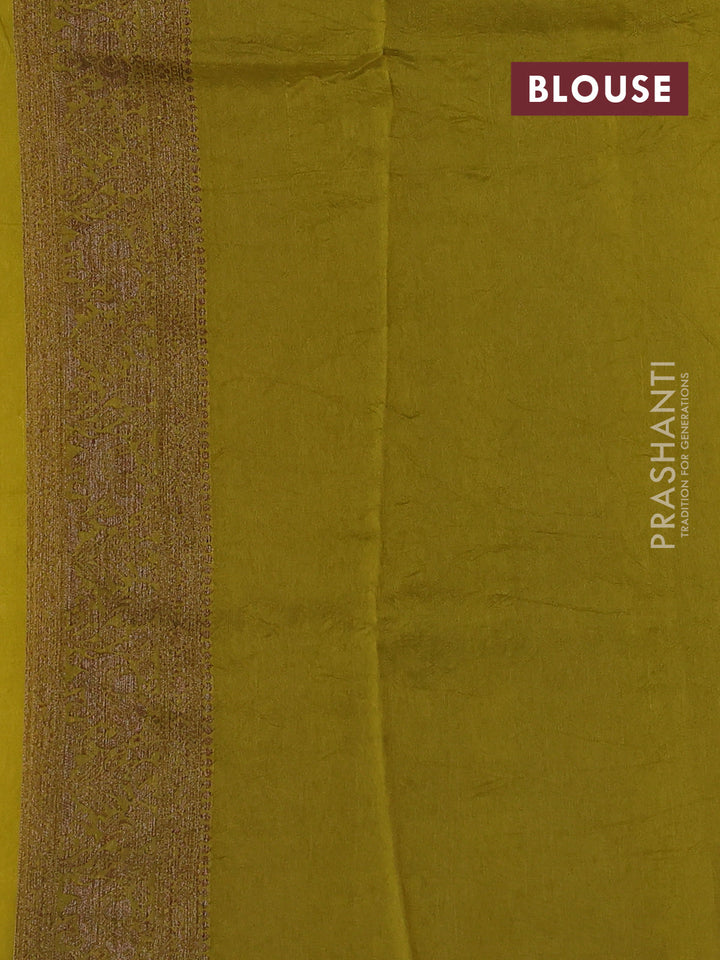 Lime Green Banarasi Semi Raw Silk Saree