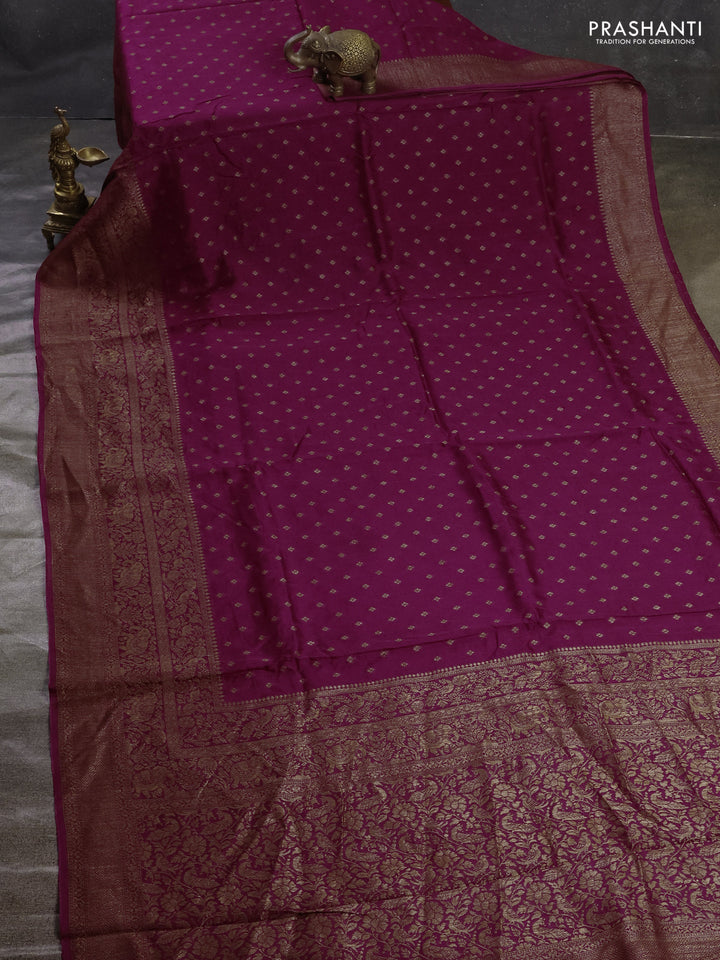 Purple Banarasi Semi Raw Silk Saree