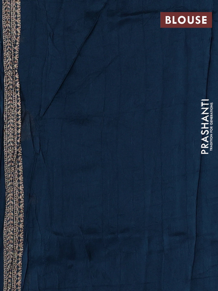 Peacock Blue Banarasi Semi Raw Silk Saree