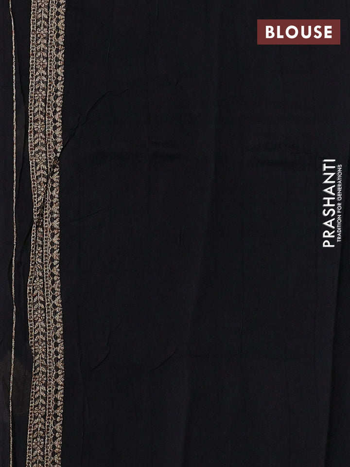 Black Banarasi Semi Raw Silk Saree