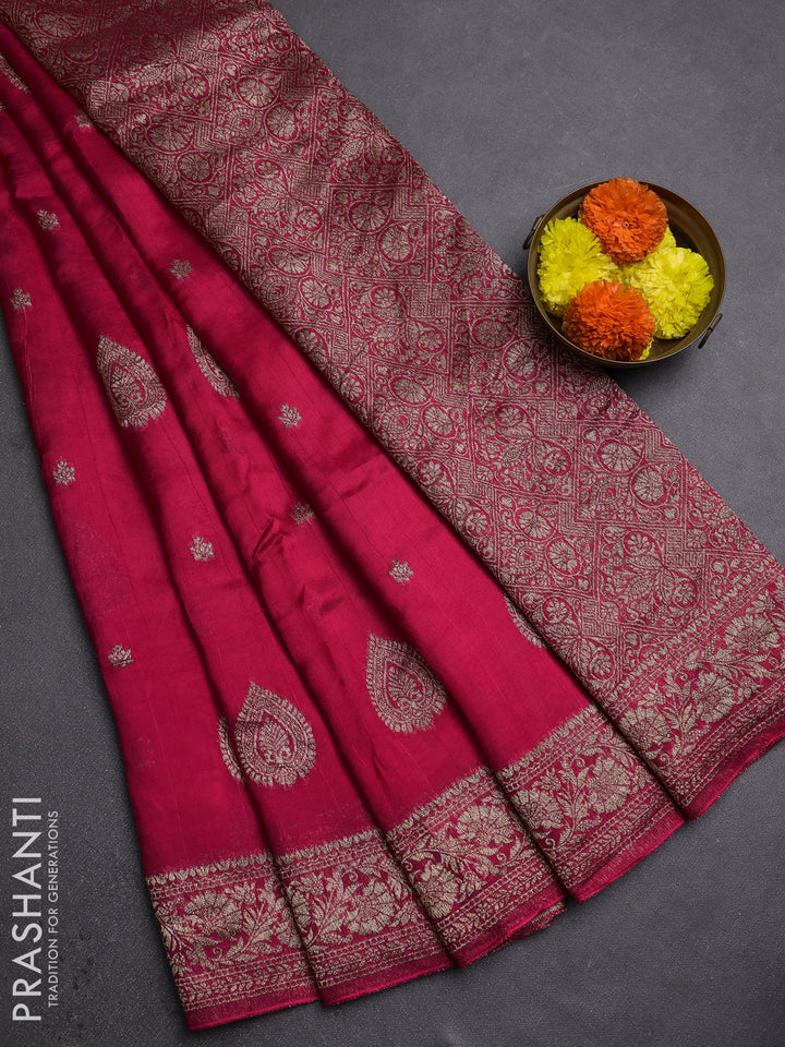 Candy Pink Banarasi Semi Raw Silk Saree