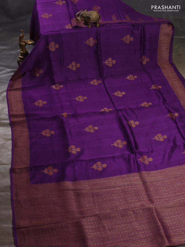 Violet Banarasi Semi Raw Silk Saree