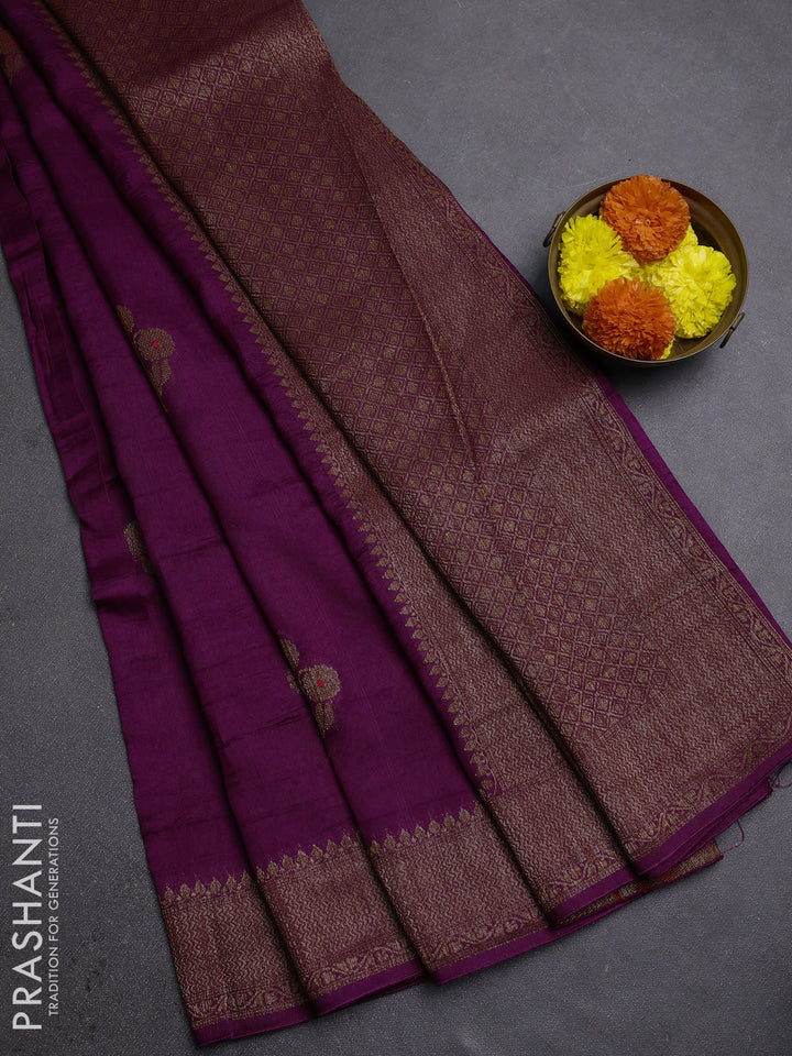 Purple Banarasi Semi Raw Silk Saree