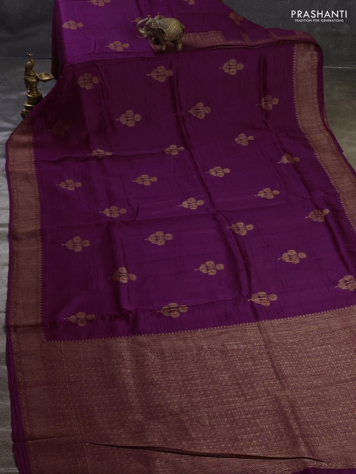Purple Banarasi Semi Raw Silk Saree