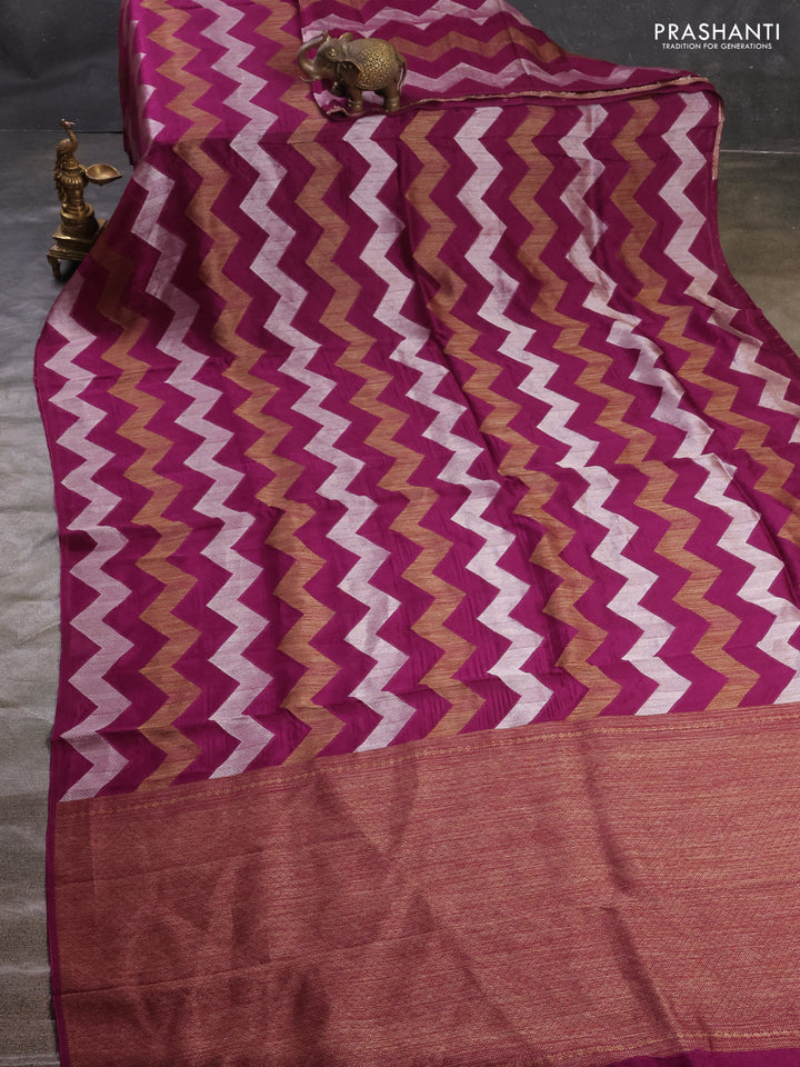 Purple Banarasi Semi Raw Silk Saree
