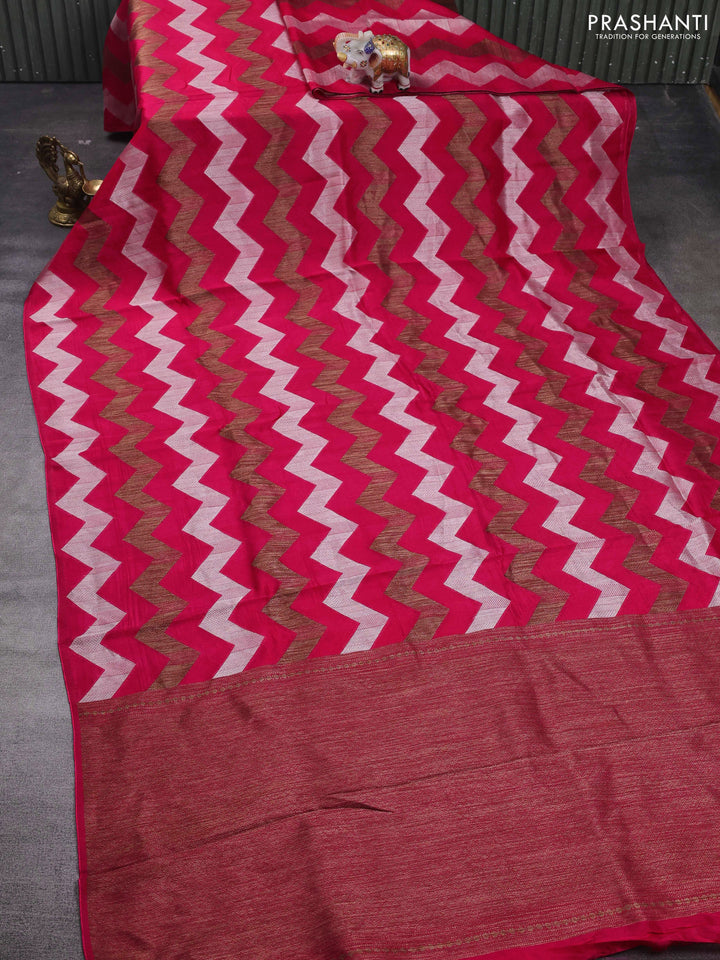 Pink Banarasi Semi Raw Silk Saree
