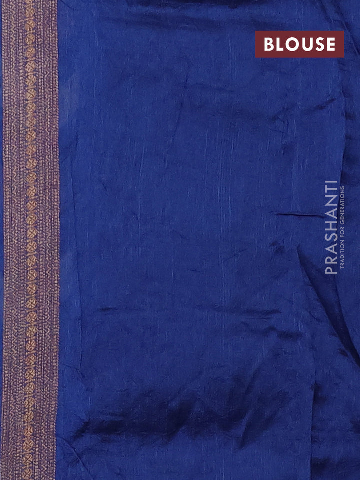 Blue Banarasi Semi Raw Silk Saree