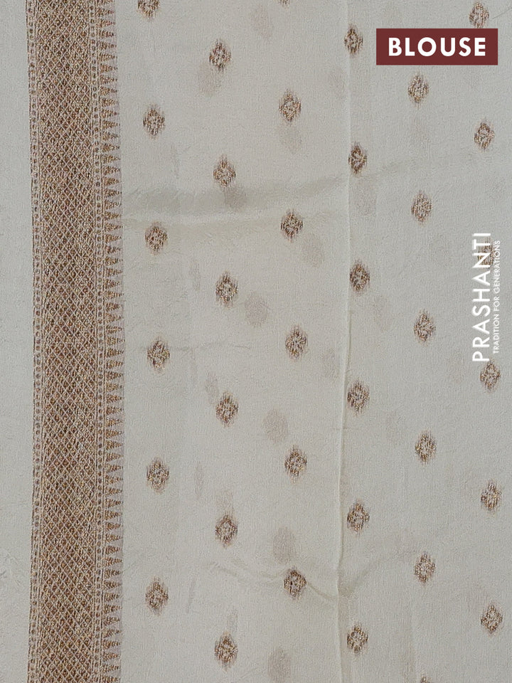 Cream Banarasi Semi Raw Silk Saree