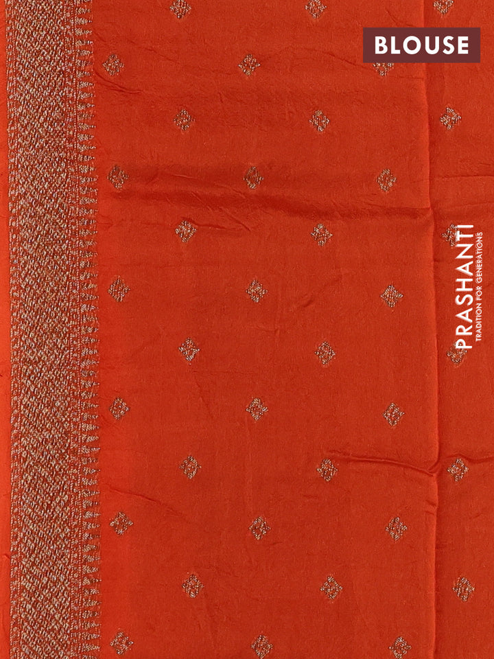 Orange Banarasi Semi Raw Silk Saree