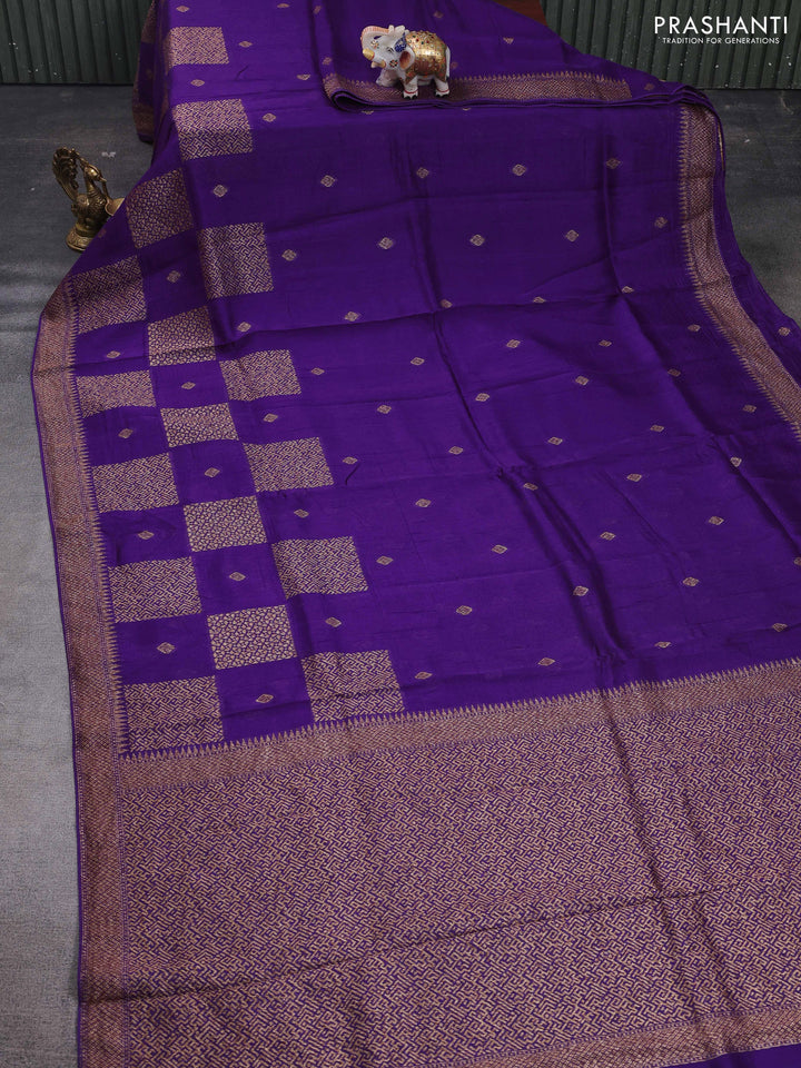 Violet Banarasi Semi Raw Silk Saree