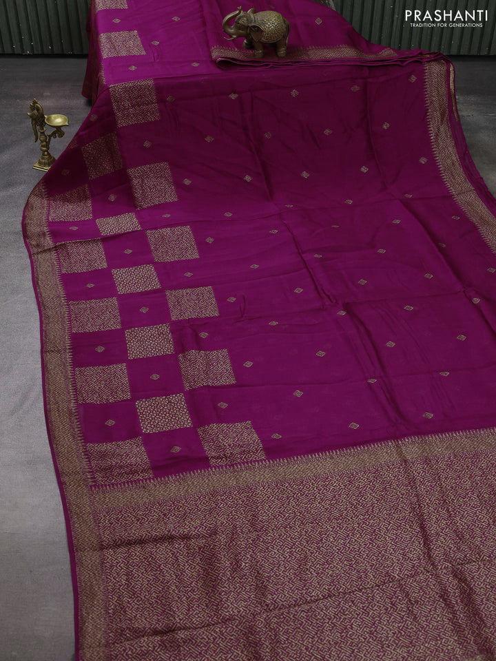 Wine Banarasi Semi Raw Silk Saree