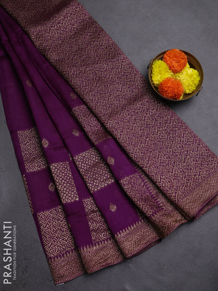 Purple Banarasi Semi Raw Silk Saree