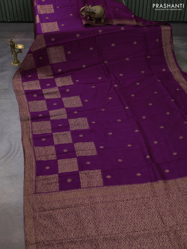 Purple Banarasi Semi Raw Silk Saree