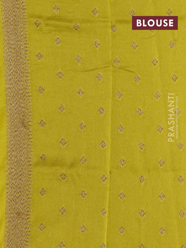 Lime Green Banarasi Semi Raw Silk Saree