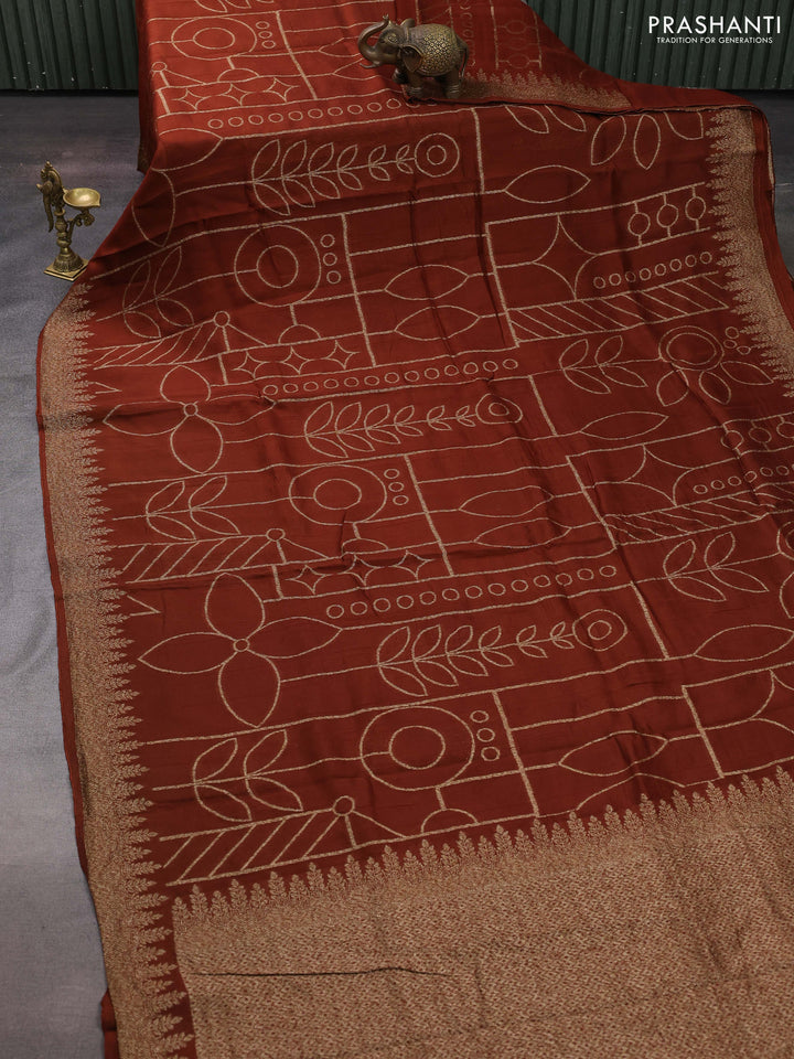 Rustic Orange Banarasi Semi Raw Silk Saree