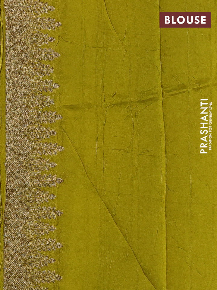 Lime Green Banarasi Semi Raw Silk Saree