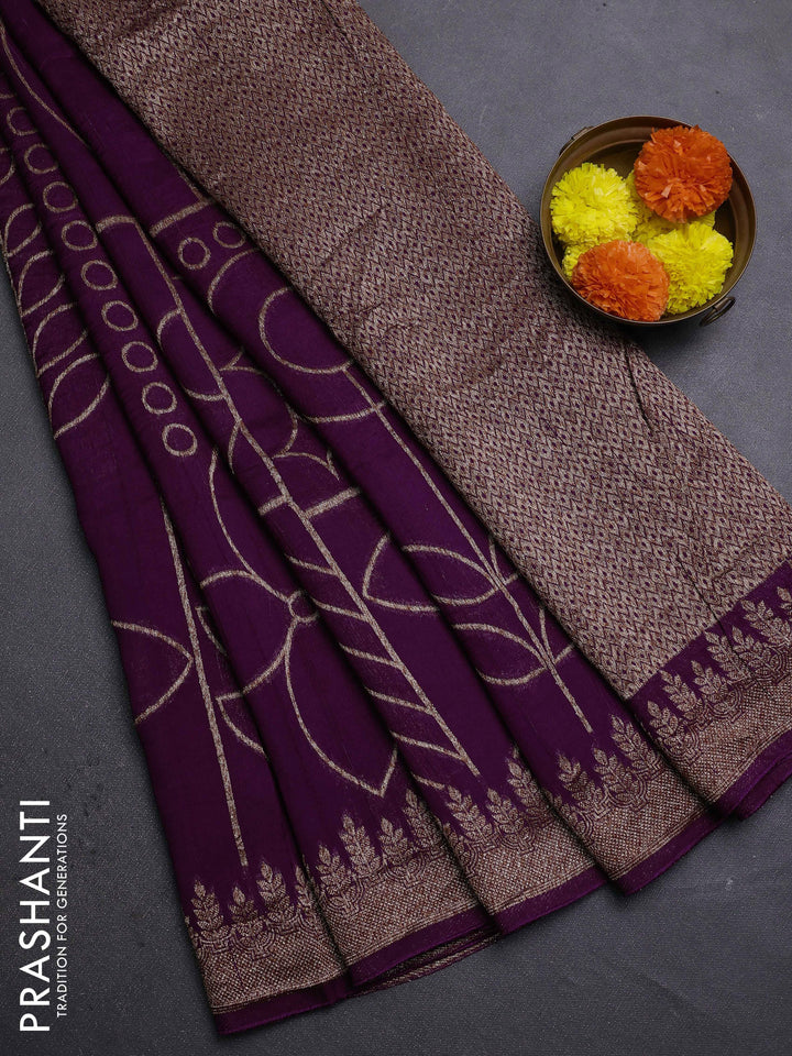 Purple Banarasi Semi Raw Silk Saree