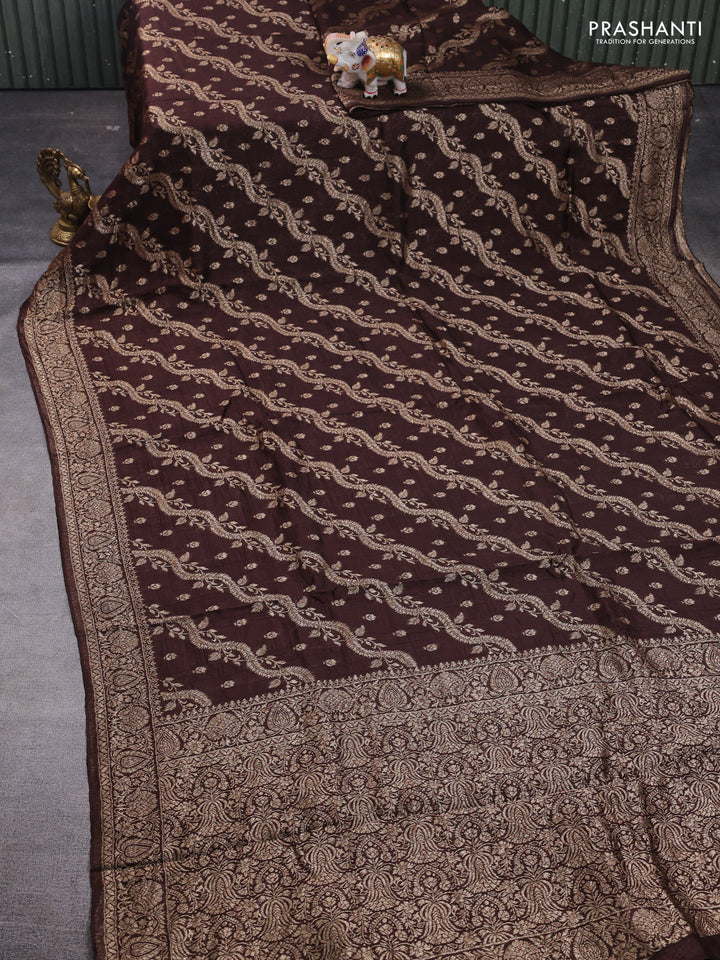 Coffee Brown Banarasi Semi Raw Silk Saree