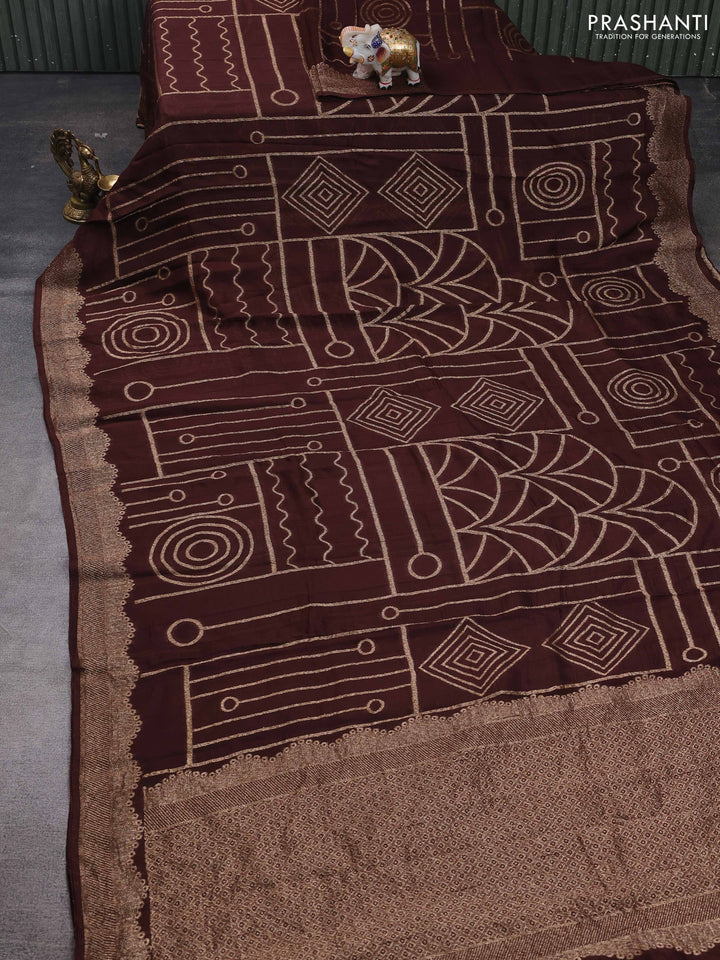 Coffee Brown Banarasi Semi Raw Silk Saree