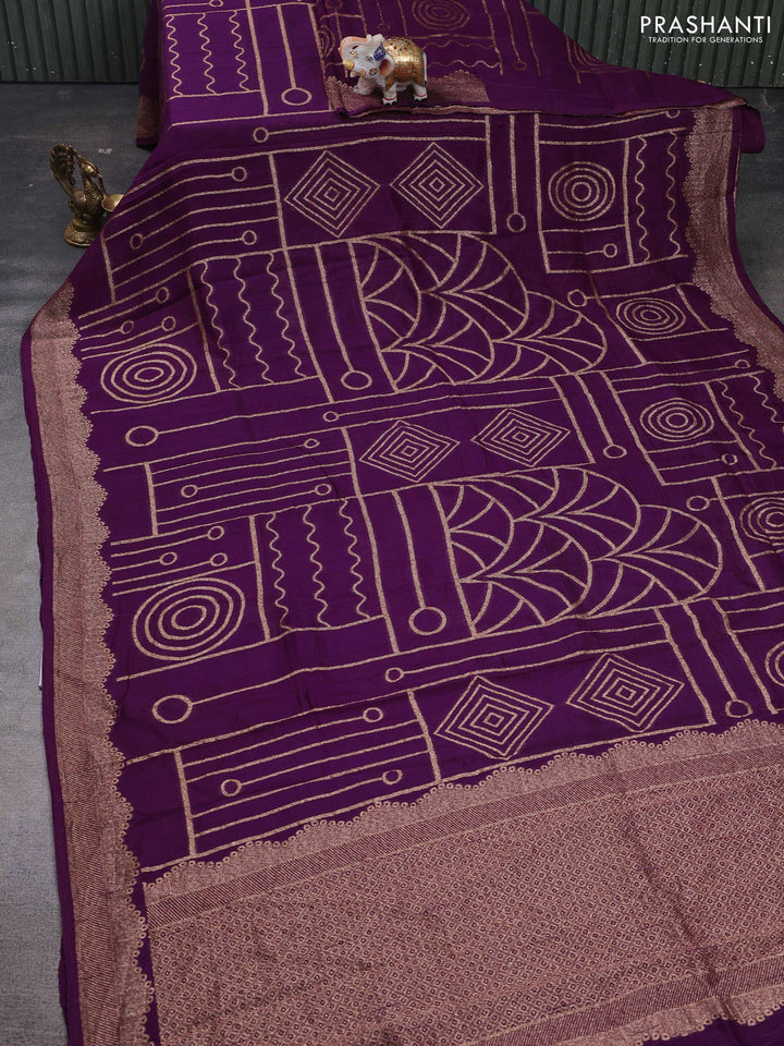 Purple Banarasi Semi Raw Silk Saree