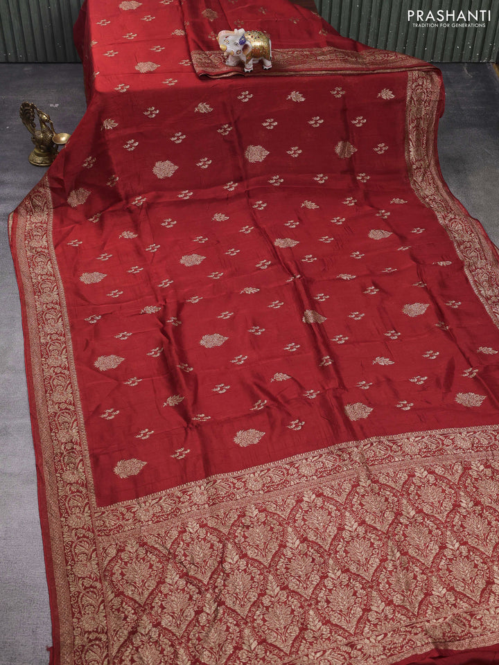 Rustic Orange Banarasi Semi Raw Silk Saree