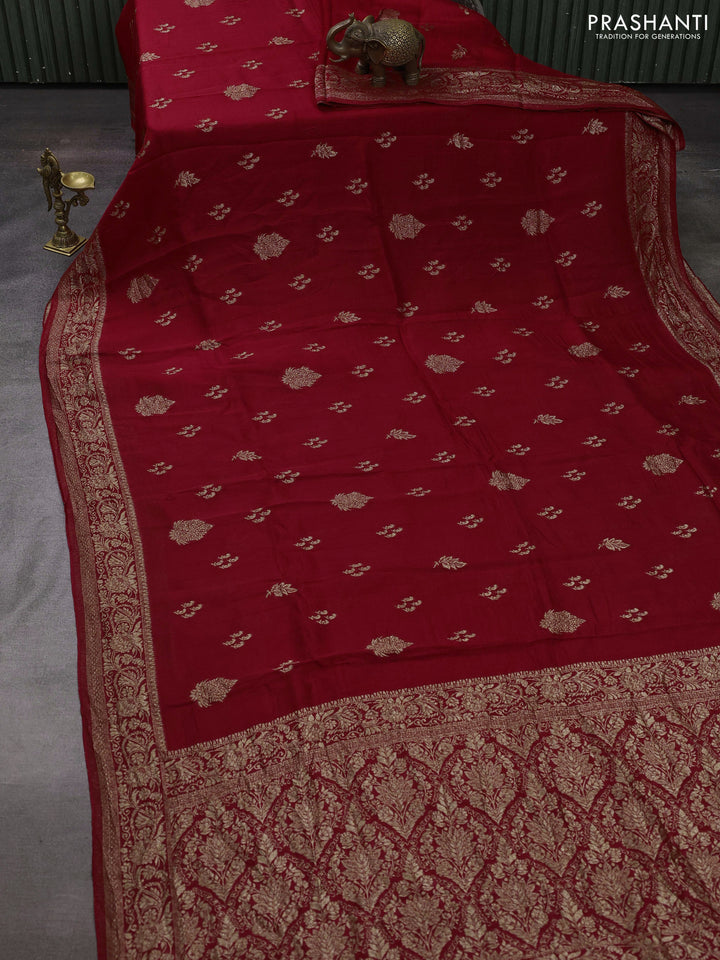 Red Banarasi Semi Raw Silk Saree