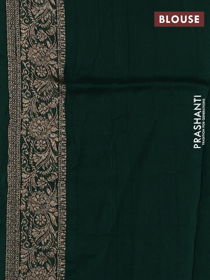 Green Banarasi Semi Raw Silk Saree