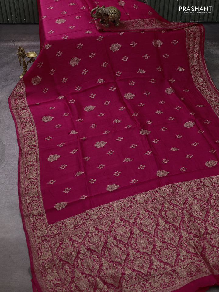 Pink Banarasi Semi Raw Silk Saree