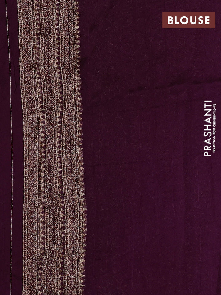Wine Banarasi Semi Raw Silk Saree