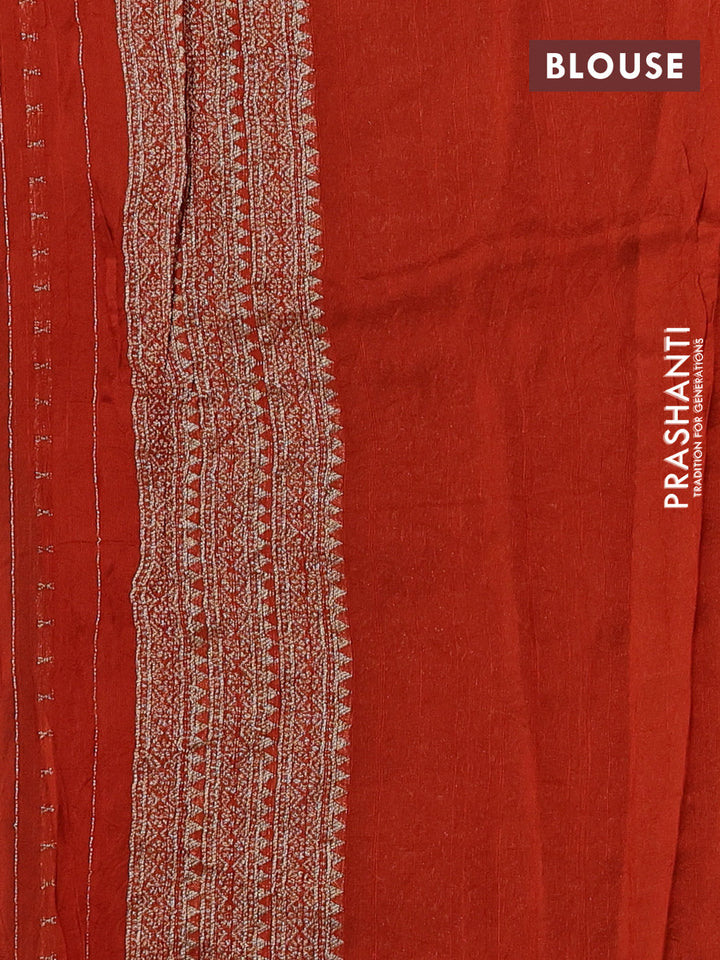 Orange Banarasi Semi Raw Silk Saree