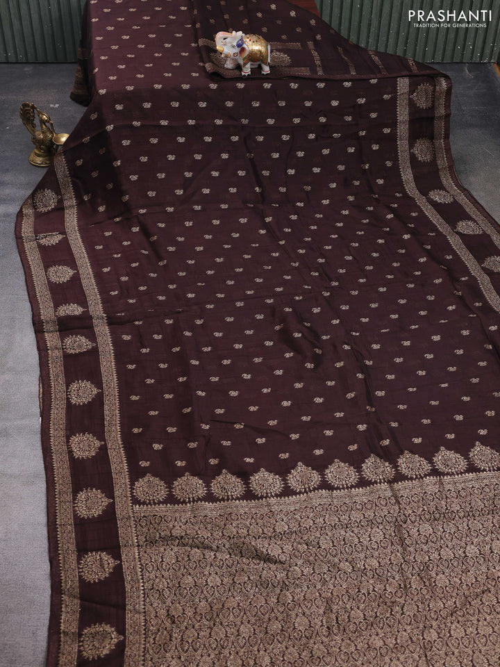 Coffee Brown Banarasi Semi Raw Silk Saree