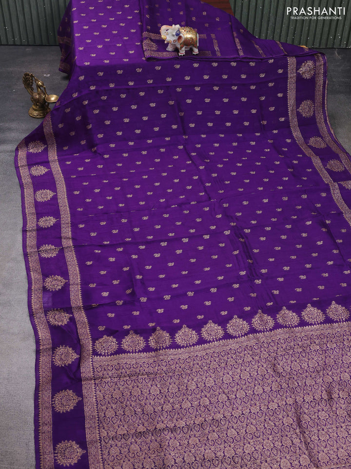 Violet Banarasi Semi Raw Silk Saree