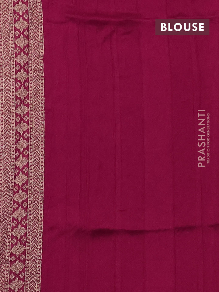 Magenta Pink Banarasi Semi Raw Silk Saree