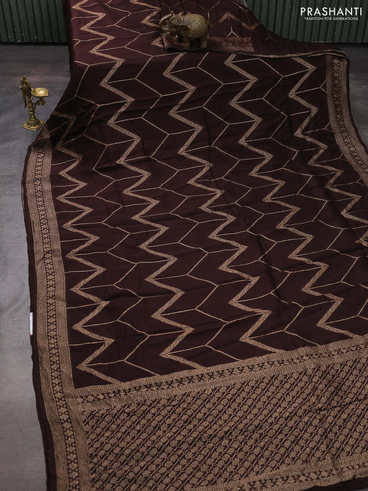 Coffee Brown Banarasi Semi Raw Silk Saree