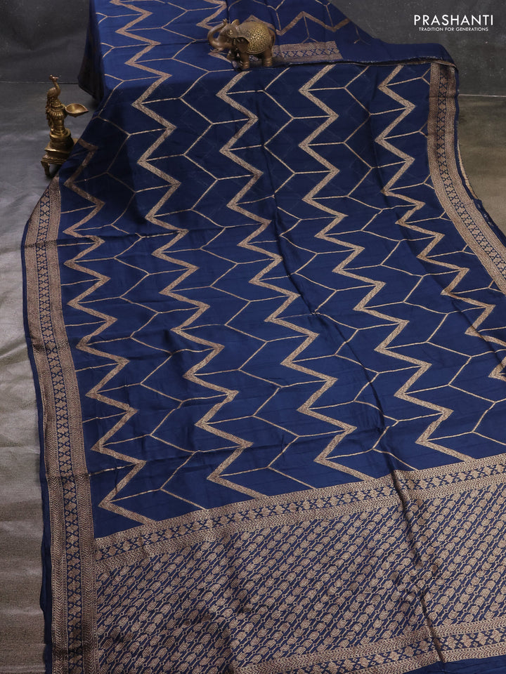 Peacock Blue Banarasi Semi Raw Silk Saree
