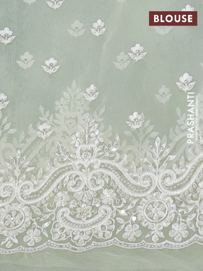 Pista Green Pure Organza Silk - Embroidery