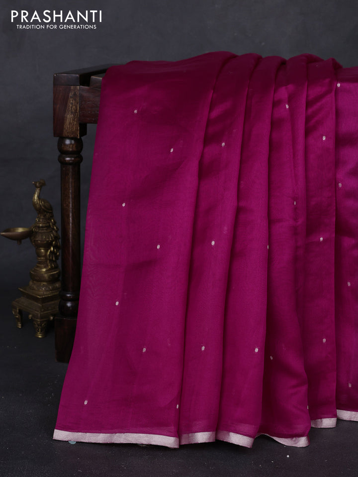Pink Pure Organza Silk - Zari Weaving