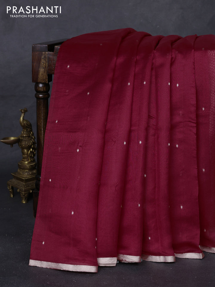 Red Pure Organza Silk - Zari Weaving