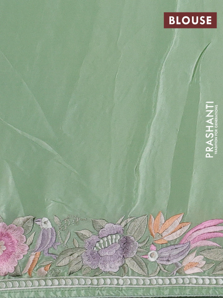Pista Green Pure Organza Silk - Embroidery