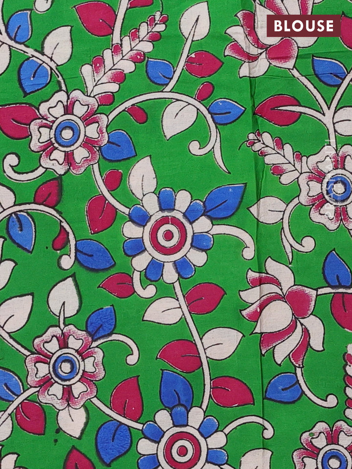 Magenta Pink & Green Narayanpet Cotton - Kalamkari Blouse