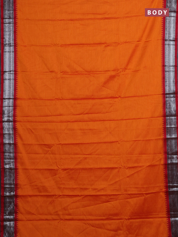 Orange & Green Narayanpet Cotton - Kalamkari Blouse