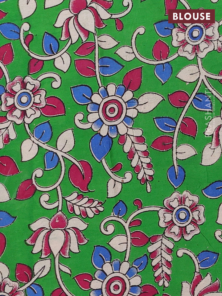 Orange & Green Narayanpet Cotton - Kalamkari Blouse