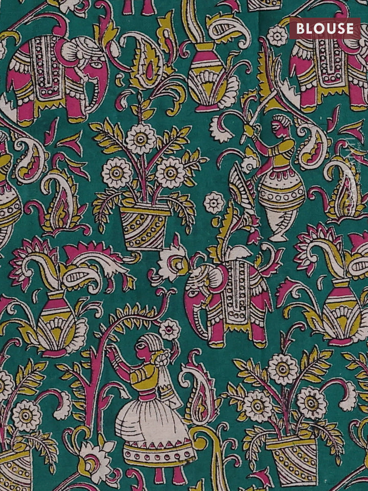 Maroon & Green Narayanpet Cotton - Kalamkari Blouse