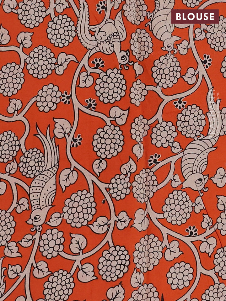 Maroon & Orange Narayanpet Cotton - Kalamkari Blouse