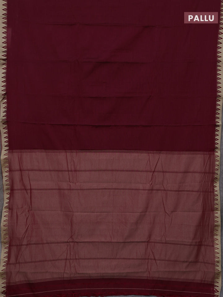 Maroon & Royal Blue Narayanpet Cotton - Kalamkari Blouse