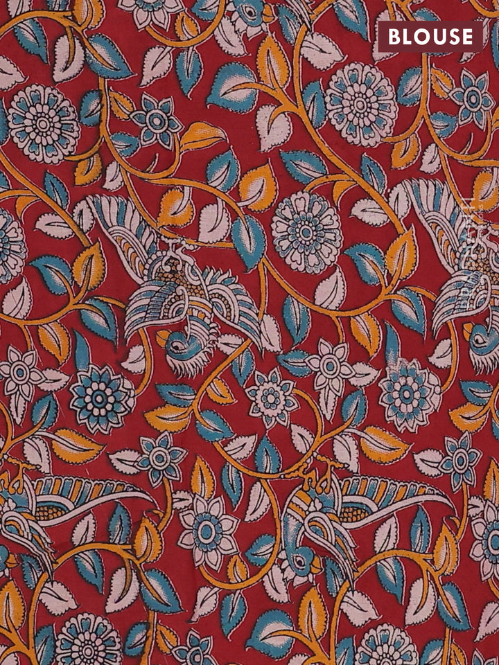 Black & Maroon Narayanpet Cotton - Kalamkari Blouse