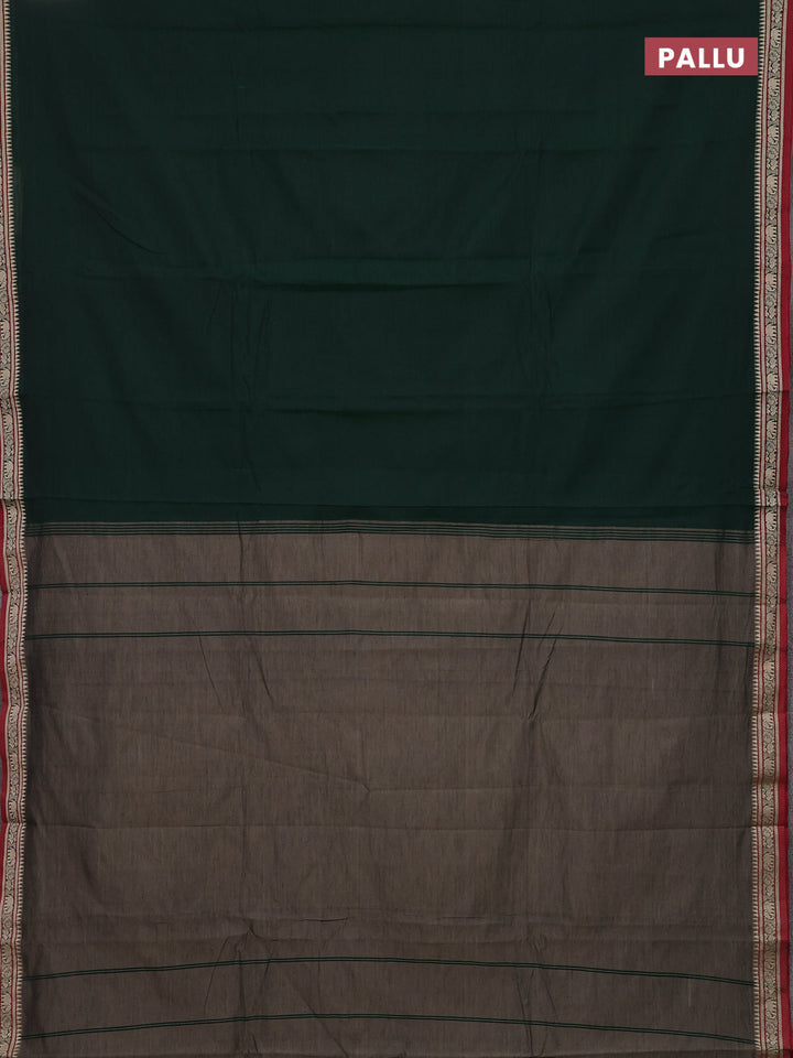 Bottle Green & Green Narayanpet Cotton - Kalamkari Blouse